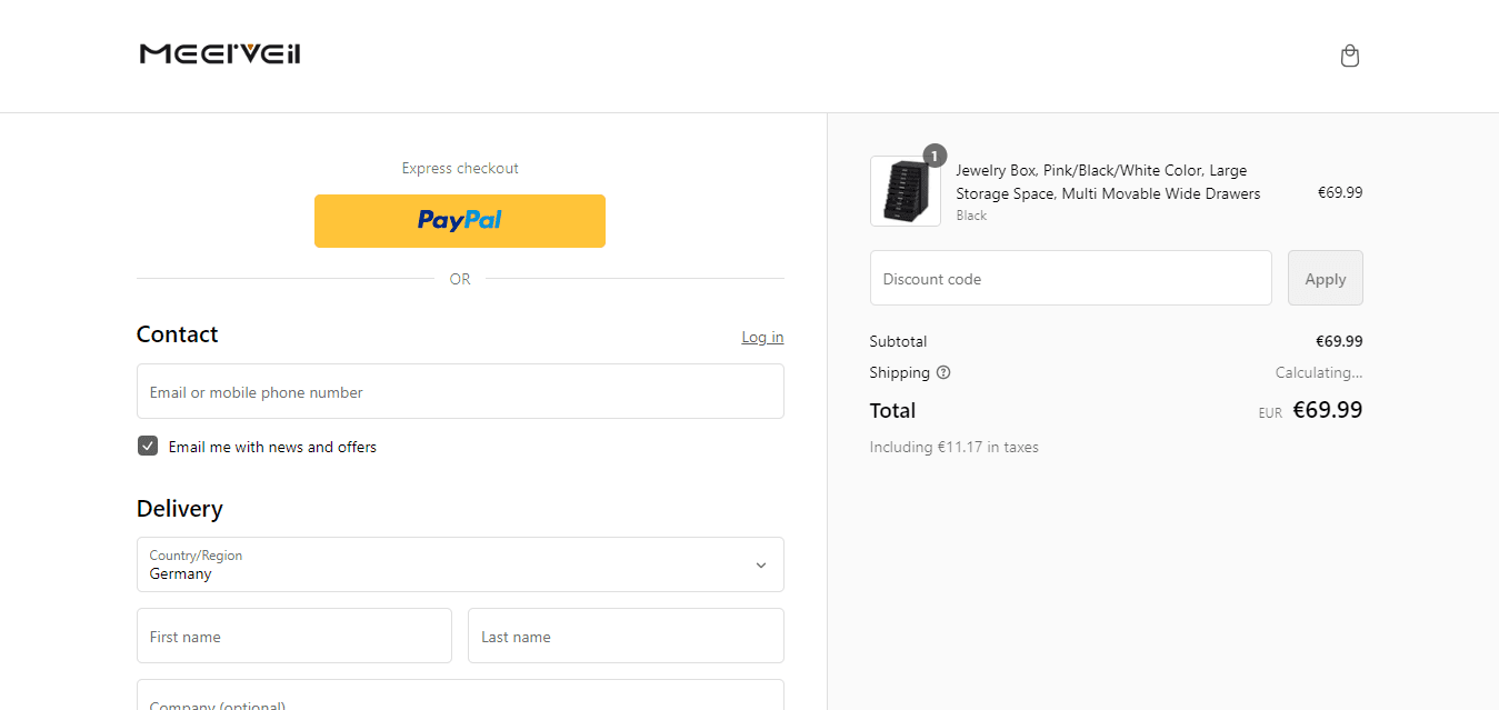 How to apply Meerveil coupon code
